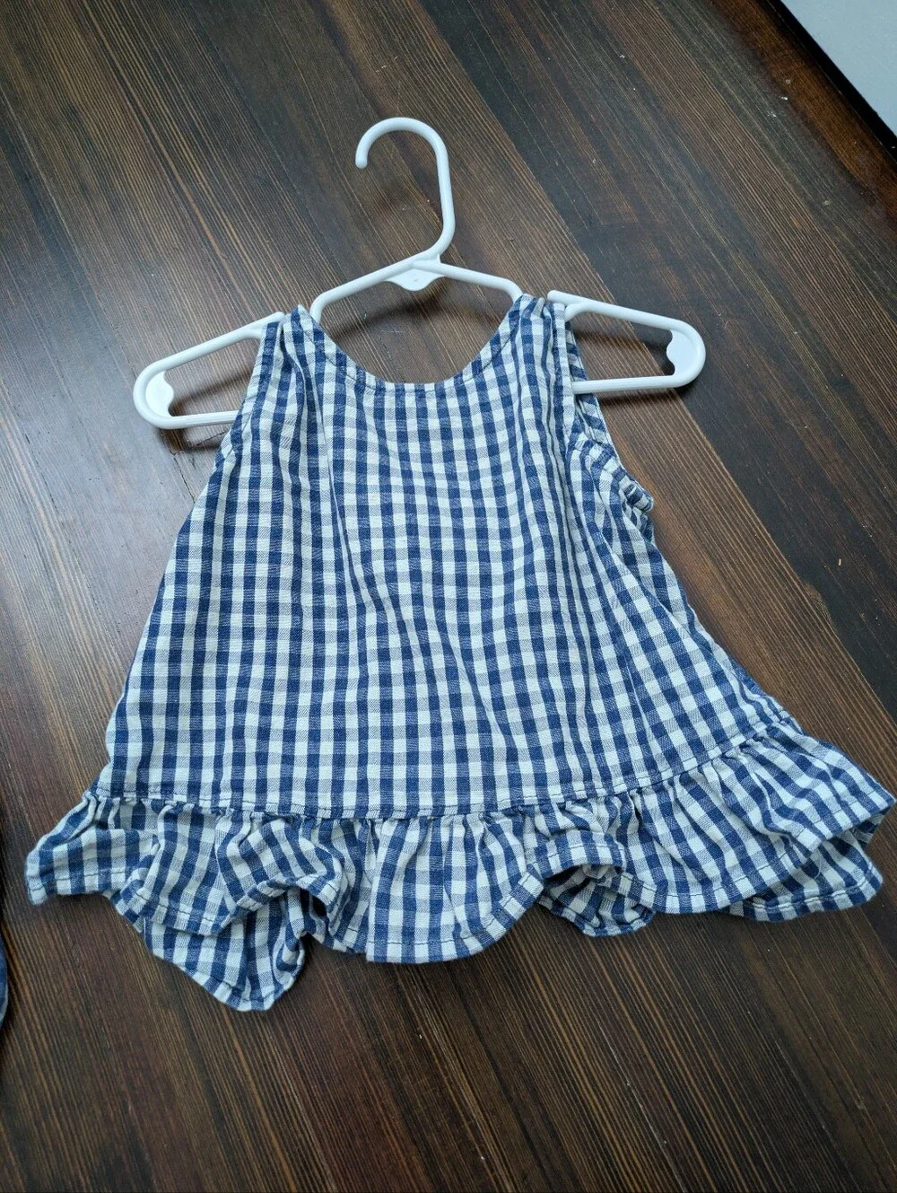 GAP Baby Navy and White Gingham Ruffle Set, Size 3, Cotton
